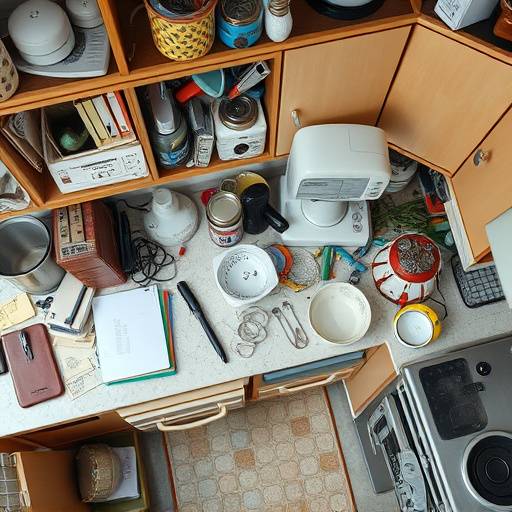 Before: A cluttered kitchen counter with disorganized appliances and utensils.