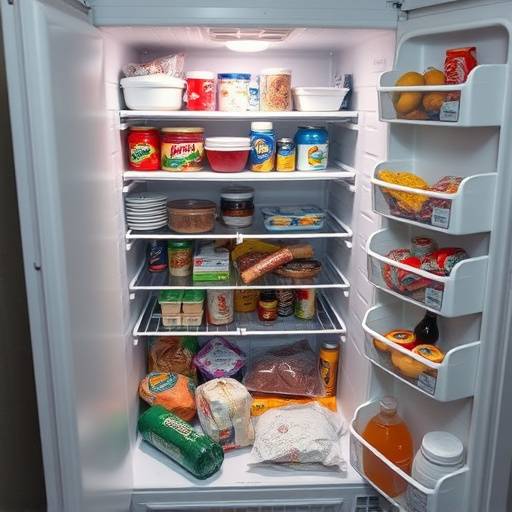 Before: A refrigerator with scattered and expired food items.